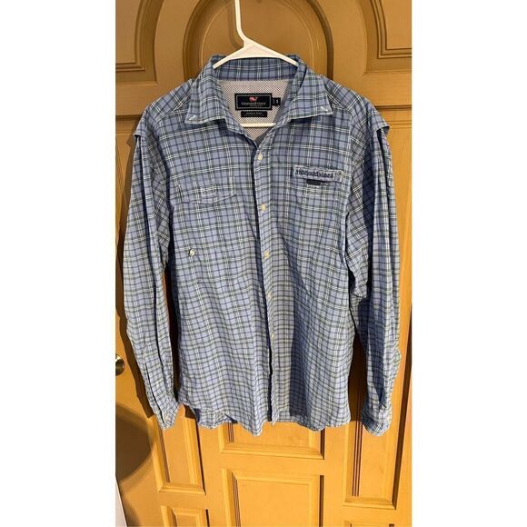Vineyard Vines Men's Plaid Long Sleeve Button Down Harbor Shirt Blue Size Small - Picture 2 of 9